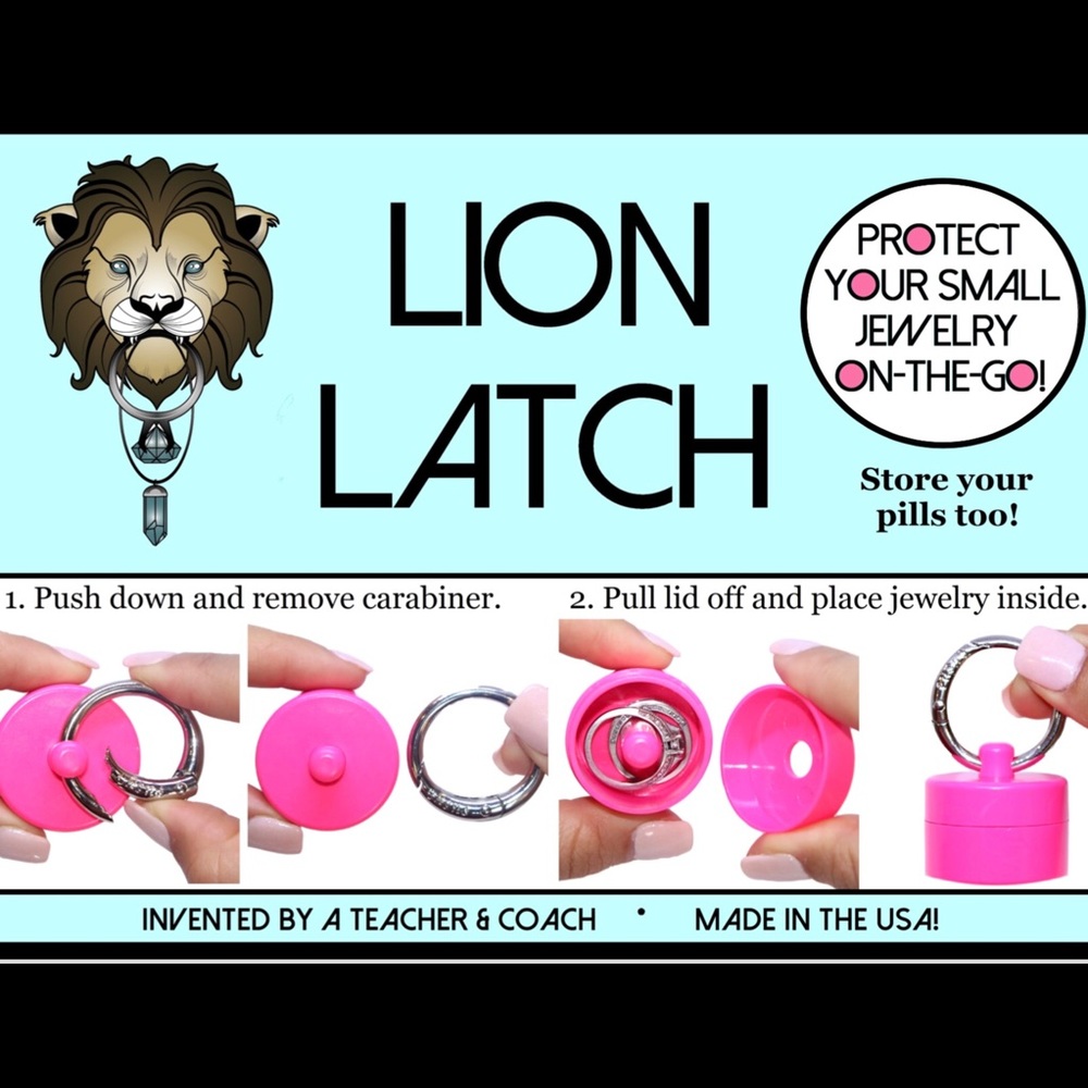 Lion latch Jewelry Tote Keychain! For pills too!